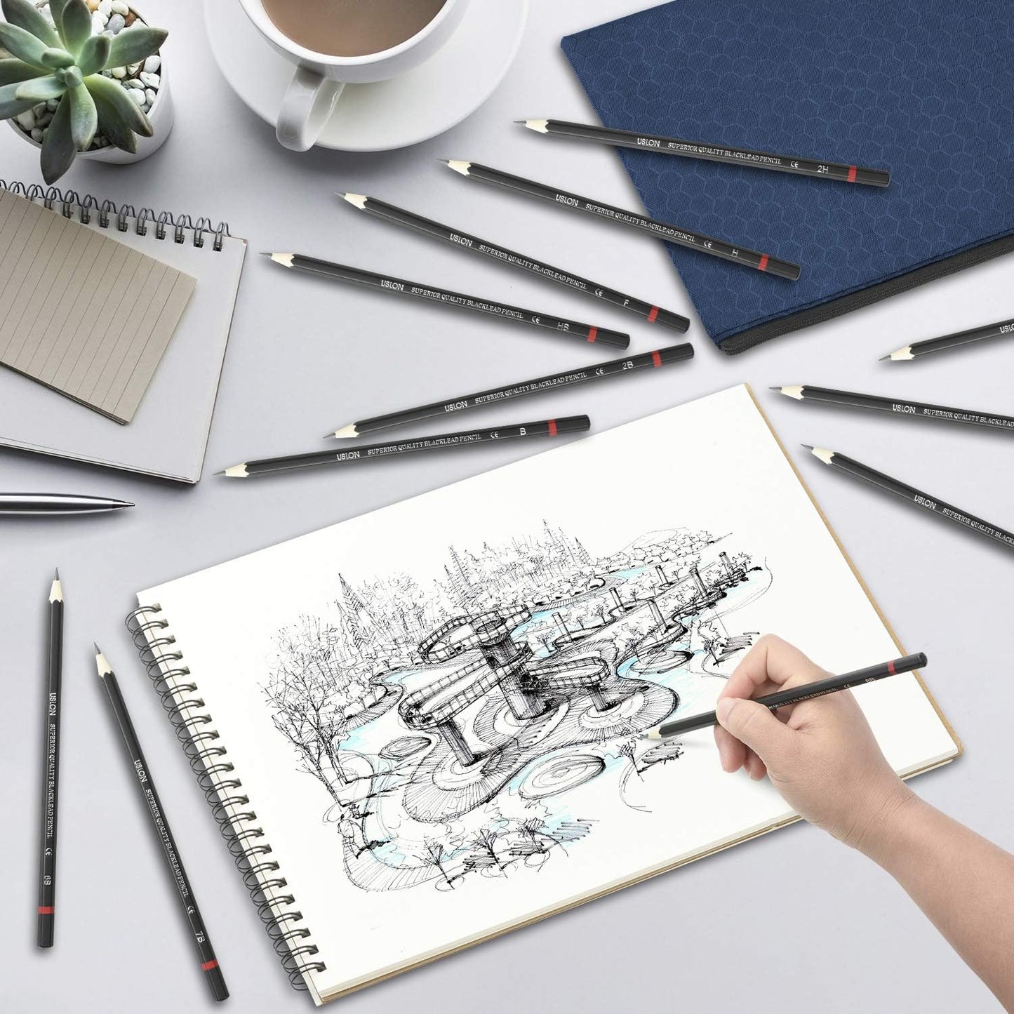 HomeMall Drawing Sketching Pencils Set, 37 Packs Art Kit with Sketchbook Draw Pencils Dual Ended Color Pencil Eraser Sharpener Pencil Bag for Kids Adults and Art Beginners…