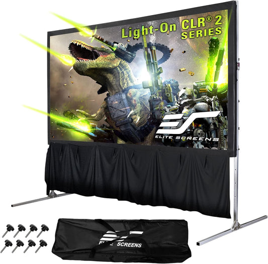 Elite Screens 103-Inch Portable CLR and ALR Projector Screen with Stand, Indoor/Outdoor Use, Height Adjustable, Ambient Light Rejecting Screen for Short/Ultra Short Throw Projectors, LPS103H-CLR2-Z
