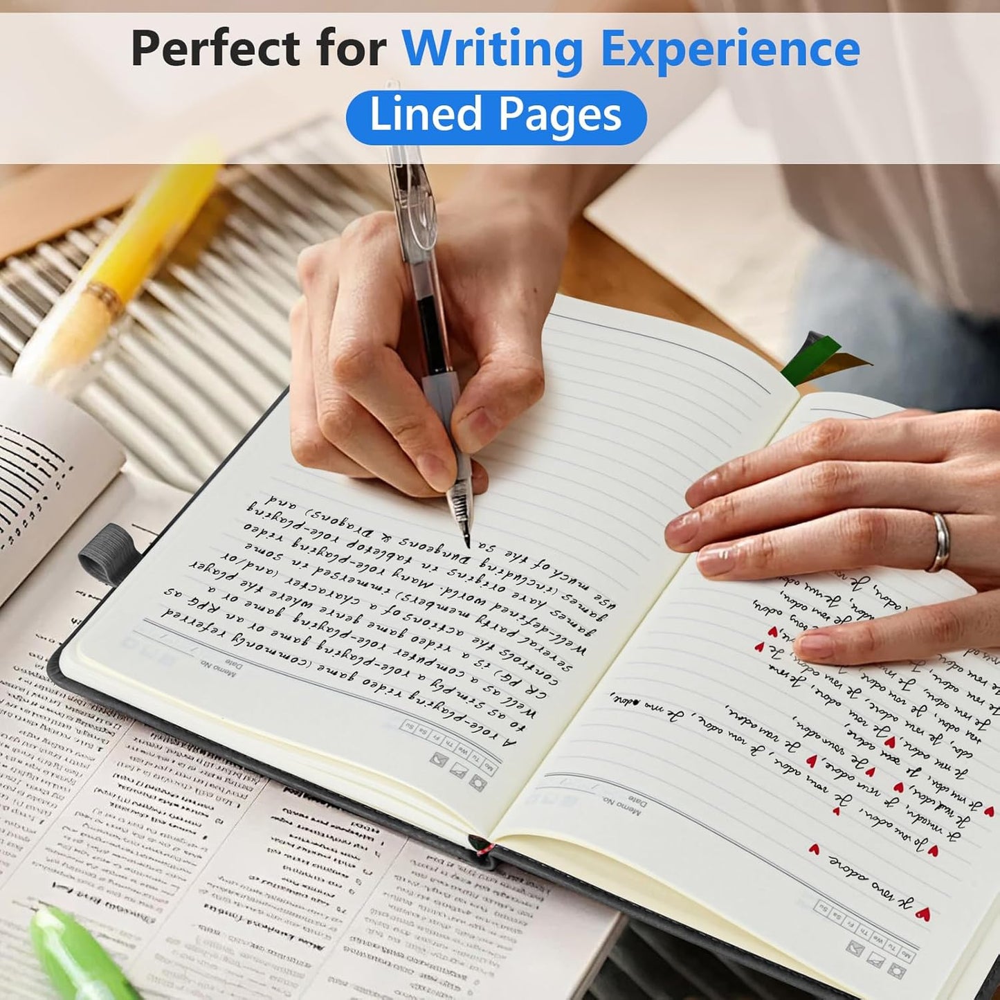 Lined Journal Notebook for Men & Women, 160 Pages College Ruled Journal for Writing, A5 Hardcover Leather Notebooks for Work, School, Business, Travel, Daily Diary 5.9" x 8.5" - Black