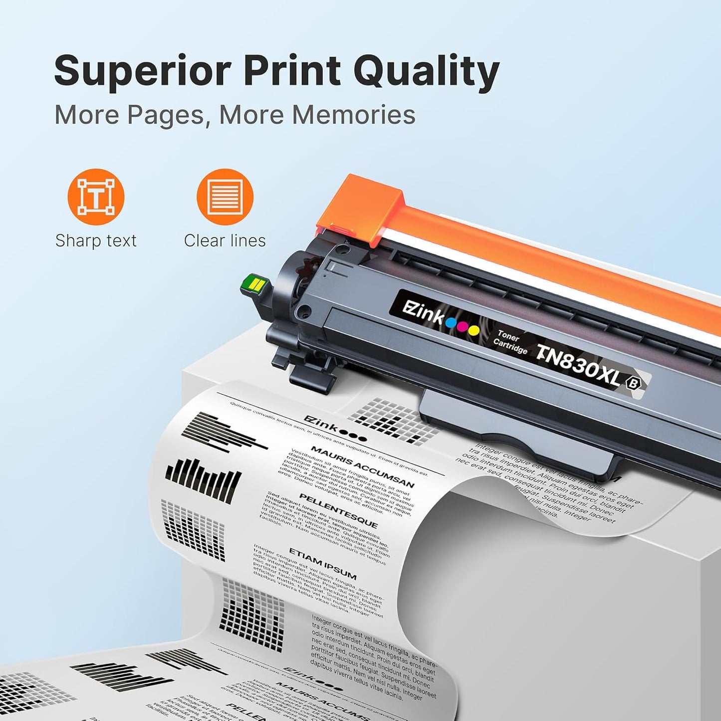 E-Z Ink Compatible TN830 Toner Cartridge Replacement for Brother TN830 TN830XL TN 830 Toner Cartridges to use with HL-L2460DW DCP-L2640DW HL-L2400D HL-L2480DW HL-L2405W MFC-L2820DW Printer (1 Black)