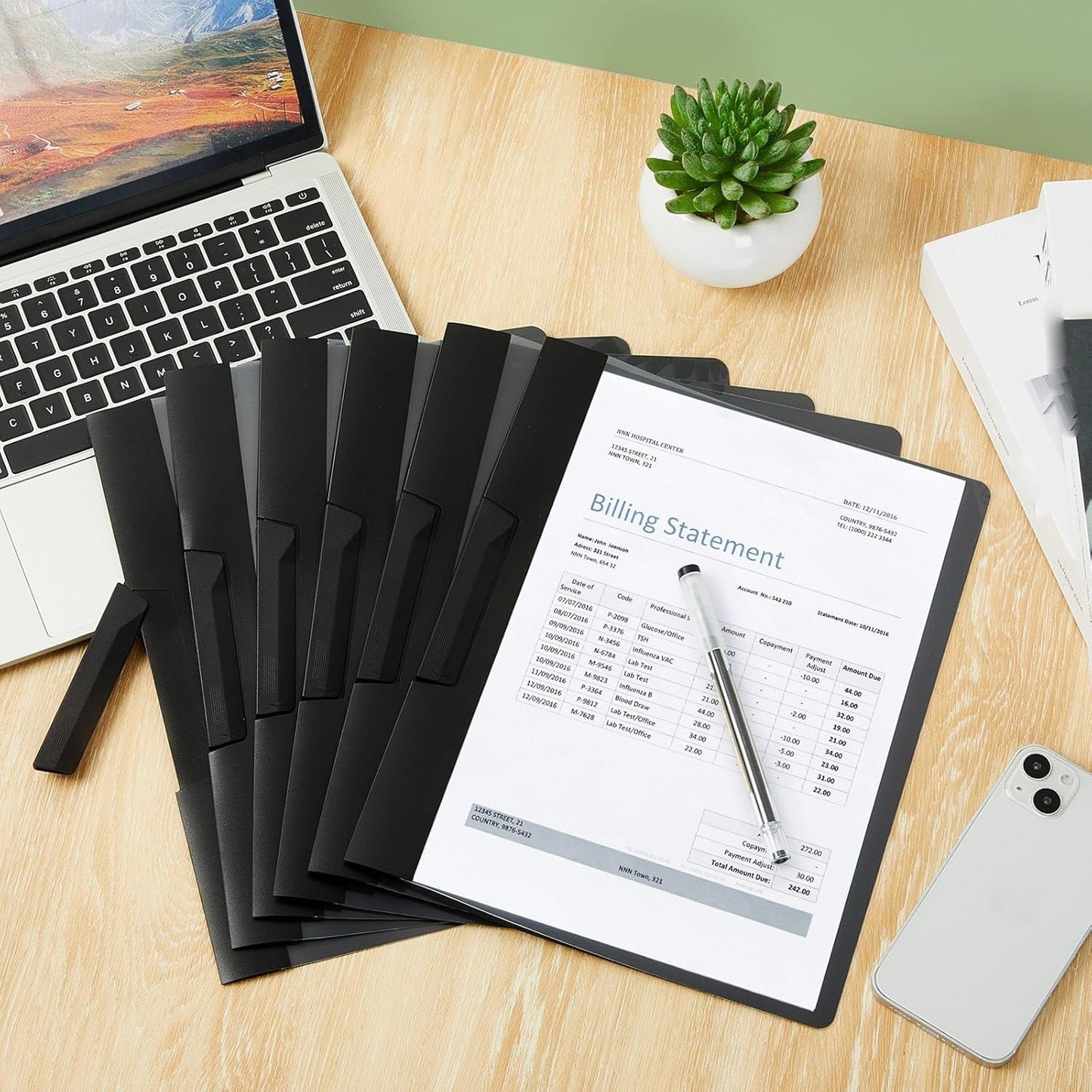 Maitys 25 Pack Clear Report Covers with Clip 11.4 x 9 Inch Presentation Folders Transparent Front Cover Portfolio Folder Resume Folder Interview Report Folders for Letter Size(Black)