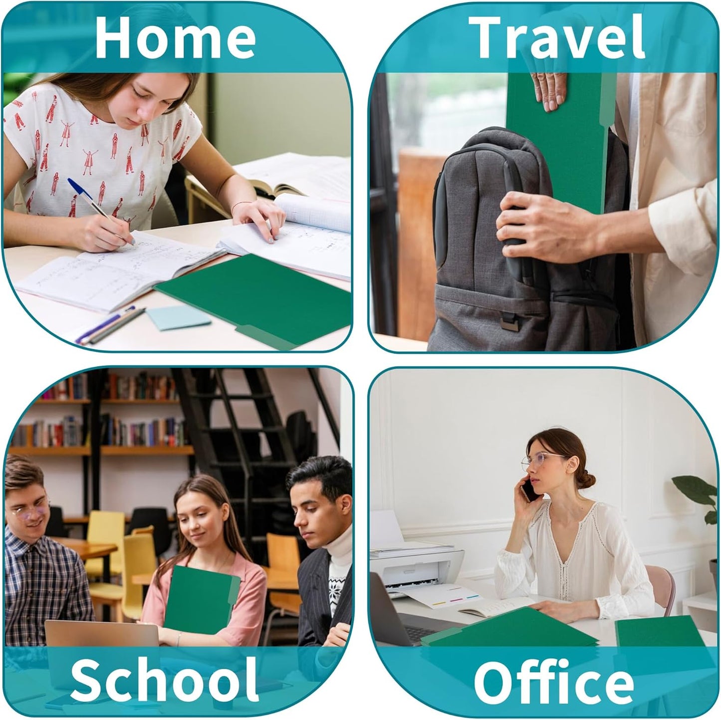 36 Packs Colored File Folders,Green File Folders,Two Tone Color File Folder 8.5 x 11 Inch,1/3 Cut Tabs Letter Size,Manila File Folders for Office,School and Home,Organization