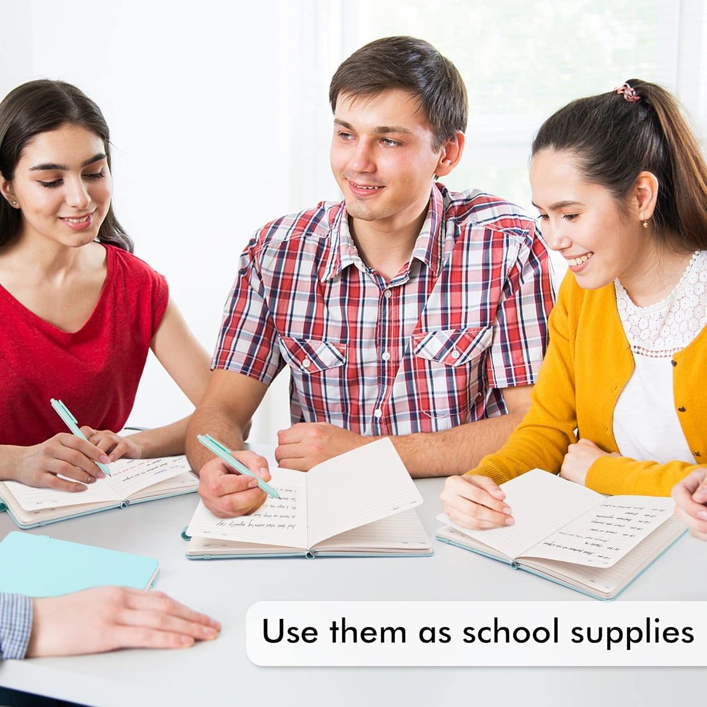 feela 24 Pack Journal Notebook Bulk for Work, Business Notebook Hardcover Lined Writing Journal with Pen Holder for Students Women Note Taking, with 24 Black Pens, 120 GSM, 5.1”x8.3”, A5, Sky Blue