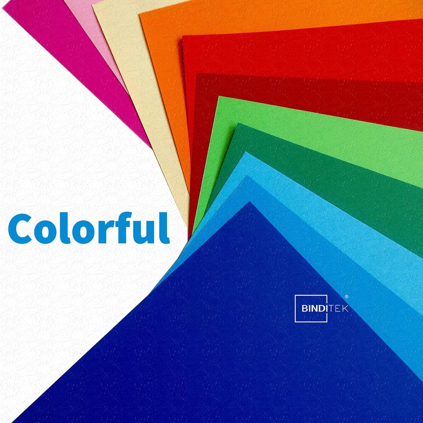 Binditek 100 Pack Grain Texture Paper Binding Presentation Covers, Letter Size, 13Mil, 90lb, 8.5 x 11 Inches, Un-Punched, Green