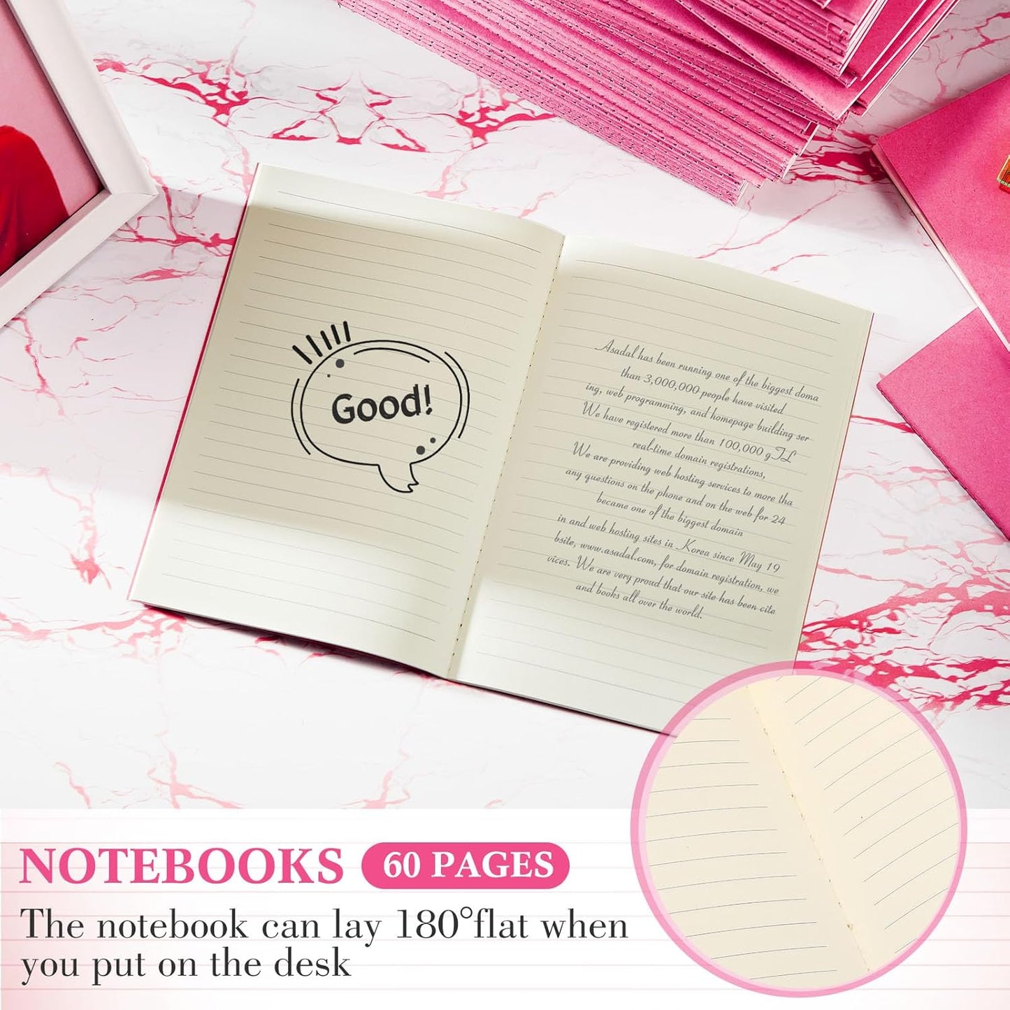 100 Pcs Kraft Notebook Journals 5.5 Inch x 8.3 Inch A5 Softcover Notebooks Bulk for Writing Sketch Office Notepad with 60 Pages 30 Sheets (Multicolor,Lined)(Pink,Lined)