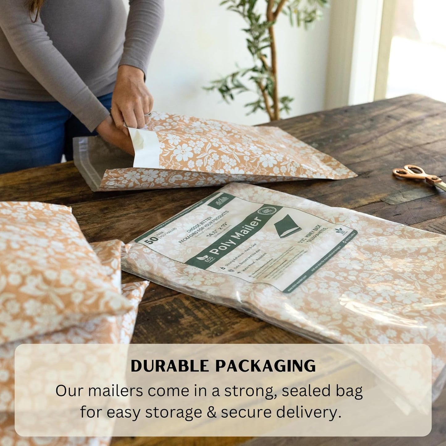 Poly Mailers 14.5x19 Inch 50 Pack Extra-Large Shipping Bags Strong Thick Mailing Envelopes | Self Sealing Adhesive | Waterproof & Tear Proof | Small Business Packaging for Clothing - Floral Dusty Pink