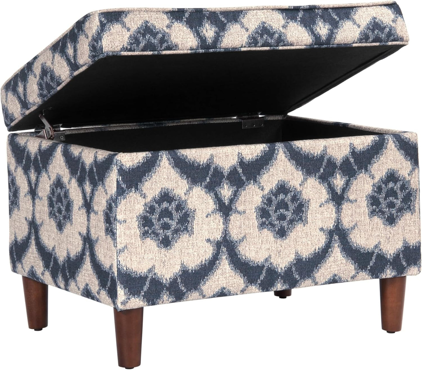 Home Decor | Dinah Collection Modern Storage Ottoman | Ottoman with Storage for Living Room & Bedroom(Blue Medallion Print)