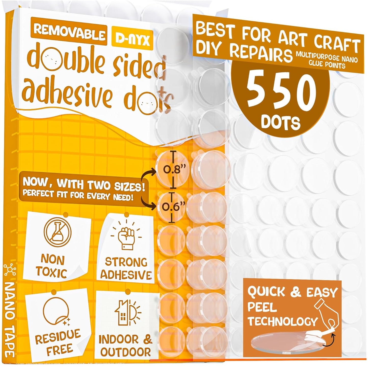 Double Sided Tape Sticky Dot Stickers 280, 350, 450, 550 or 700 Pack Removable Putty No Trace Clear Sticky Tack Waterproof Small Stickers for Festival Decoration Picture (550 Sticky Dots)