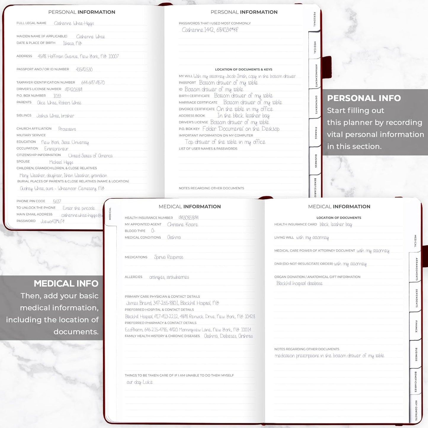 Clever Fox Large End of Life Planner – Guided Final Arrangements Organizer Notebook for Instructions, Beneficiary Info, Will Preparation, Last Wishes & Funeral Planning – 8.5" x 11" (Burgundy)