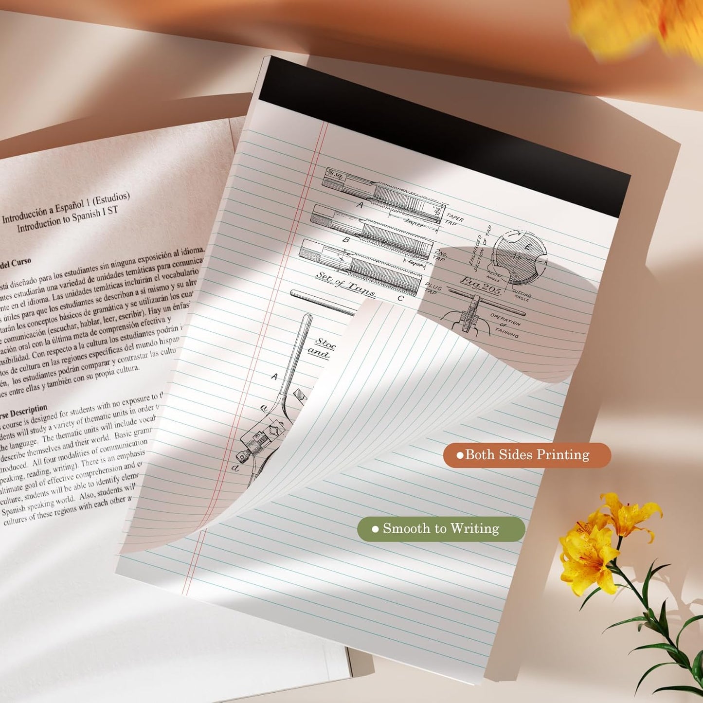 Legal Pads 8.5 x 11 White Note Pads 2 Pack - Double-Sided Printing & Perforated College Ruled Sheets - 30 Sheets Premium Thick Paper, No Ink Bleeding - Good for Office Supplies, Homework, Notes