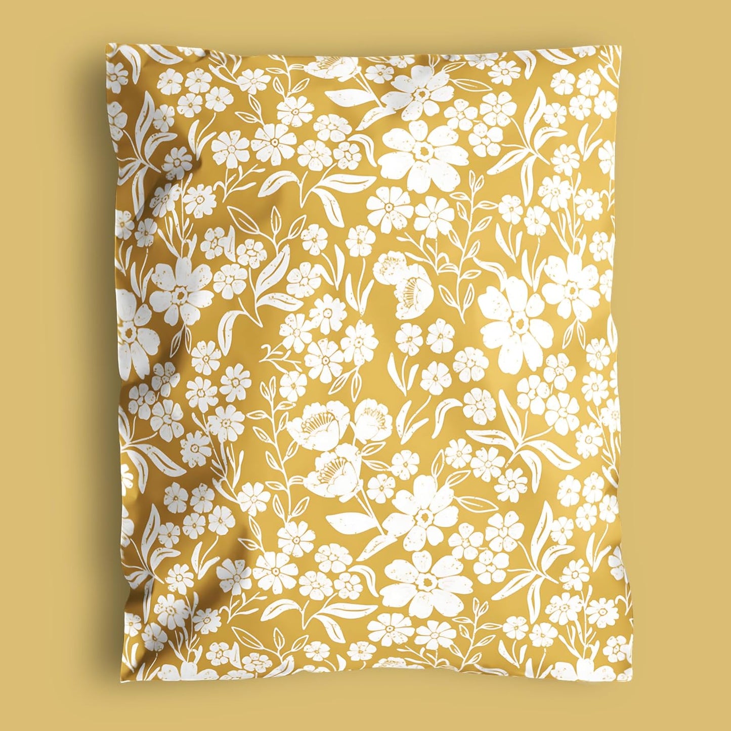 Poly Mailers 10x13 Inch 500 Pack Medium Shipping Bags Strong Thick Mailing Envelopes | Self Sealing Adhesive | Waterproof & Tear Resistant | Small Business Packaging - Floral Mustard Yellow