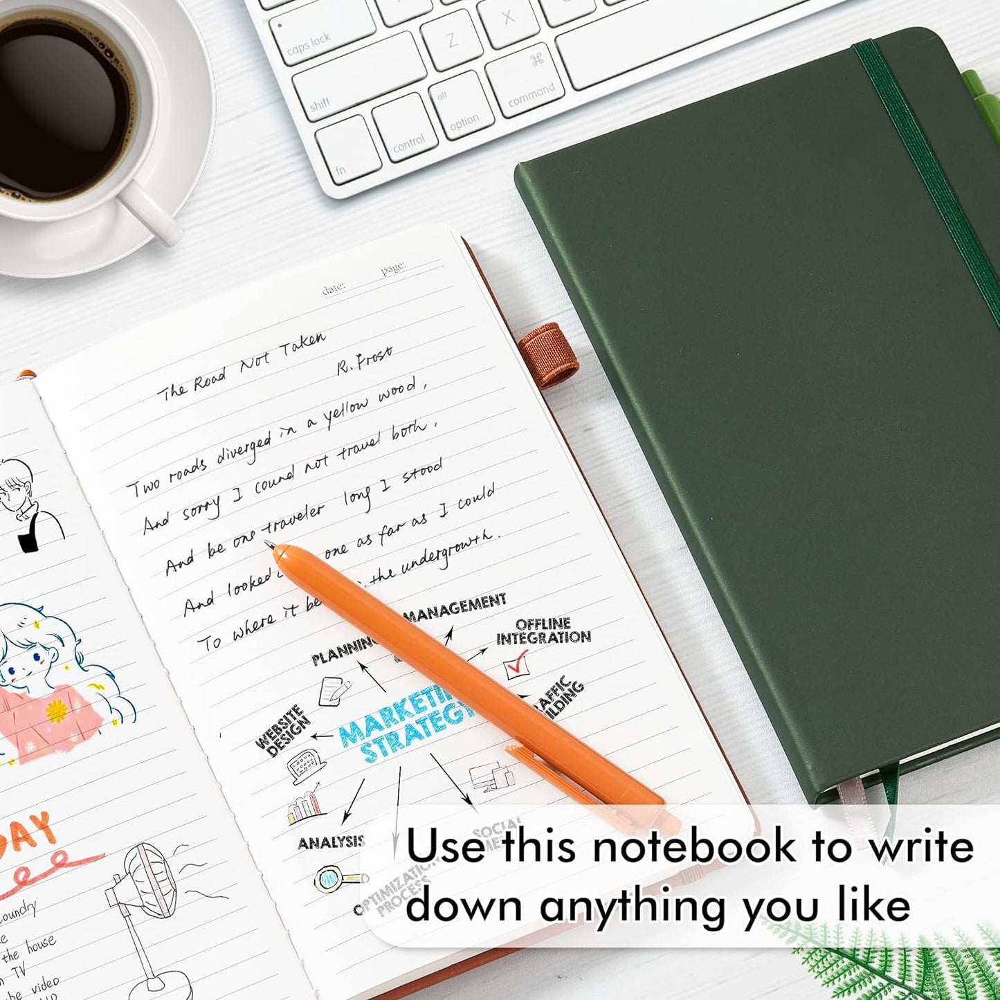 feela Journal Notebook Bulk for School, Hardcover Business Classic Ruled Lined Journals with Pen Holder for Work Office Journaling, with 5 Black Pens, 120 GSM, 5.1”x8.3”, 5 Pack, A5, Vintage Colors