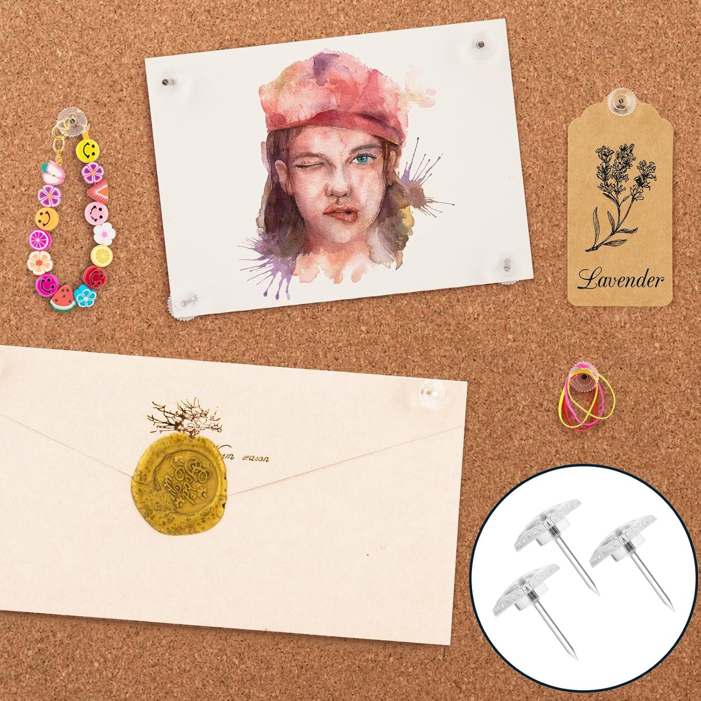 150PCS Clear Thumb Tacks - Standard Push Pins With Steel Points and Transparent Plastic Heads for Bulletin Boards, Crafts, and Office Organization