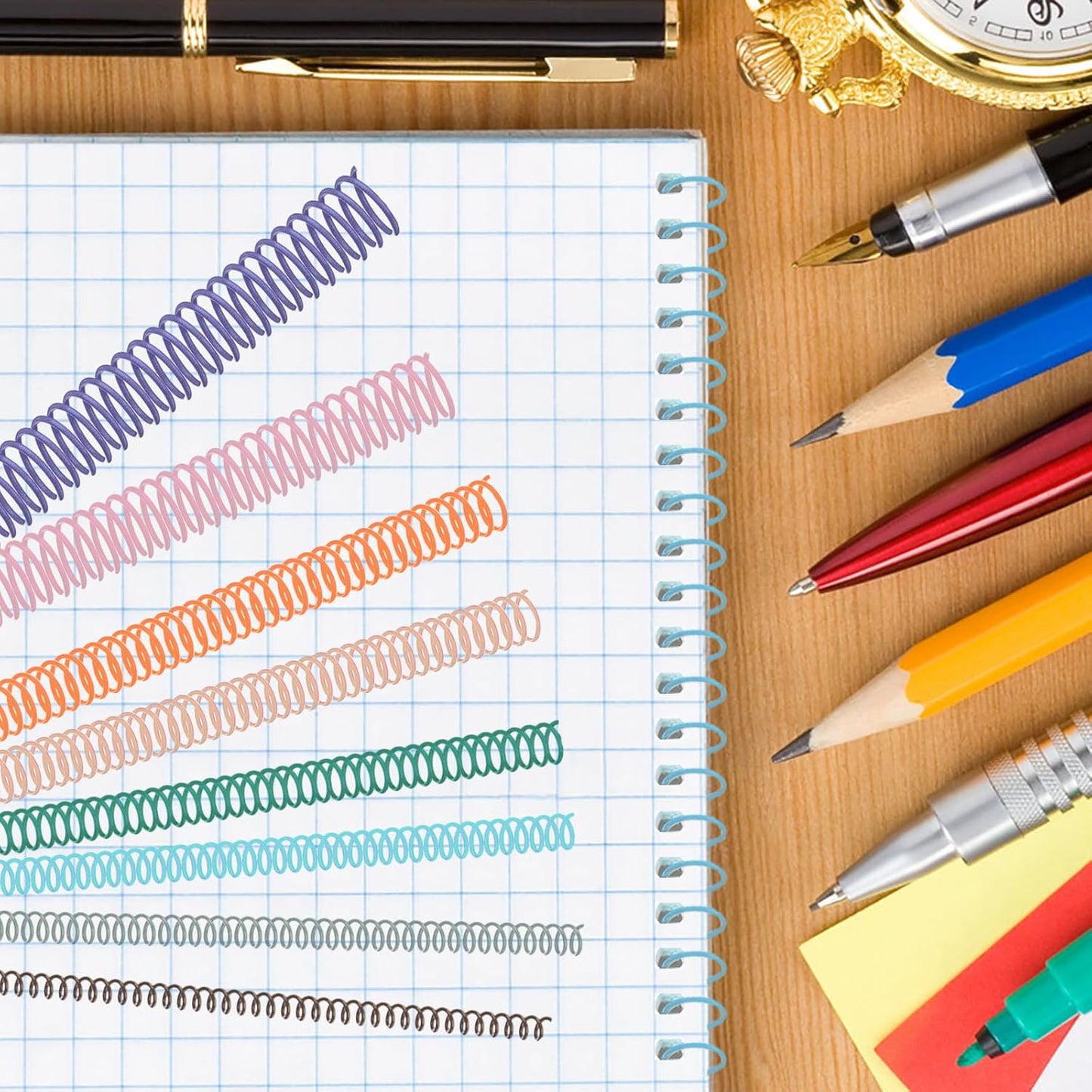 120 Pack Plastic Spiral Binding Coils Binder Binding Spirals Rings Multi Size Spiral Binding Wire Combs Spines Coils, 4:1 Pitch, 1/4 5/16 3/8 1/2 9/16 5/8 3/4 7/8 Inch (Pastel Color)