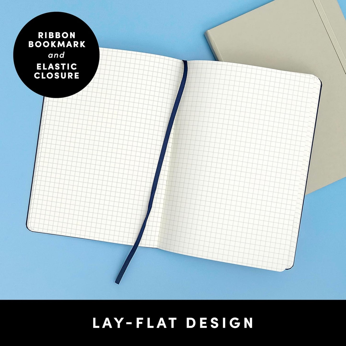 PAPERAGE Graph Paper Journal Notebook, (Sage Green), 160 Pages, Medium 5.6 in x 8 in - 100 GSM Thick Paper – Hardcover Grid Notebook for Work or School