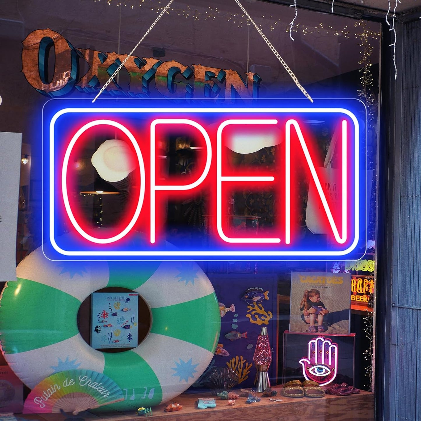 22" X 11" Led Neon Open Signs for Business Ultra Bright Plug In Electric Light Up Large Open Signs with ON/OFF Switch and 12V/2A AC Adapter for Storefront Window Bar Salon Coffee Stores (Horizontal)