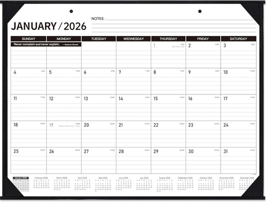 2026 Desk Calendar - JAN. 2026 – DEC. 2026, 22" x 17", Large Desk Calendar 2026, 12 Monthly Desk/Wall Calendar 2-in-1, Corner Protector, Desk Pad, Large Ruled Blocks