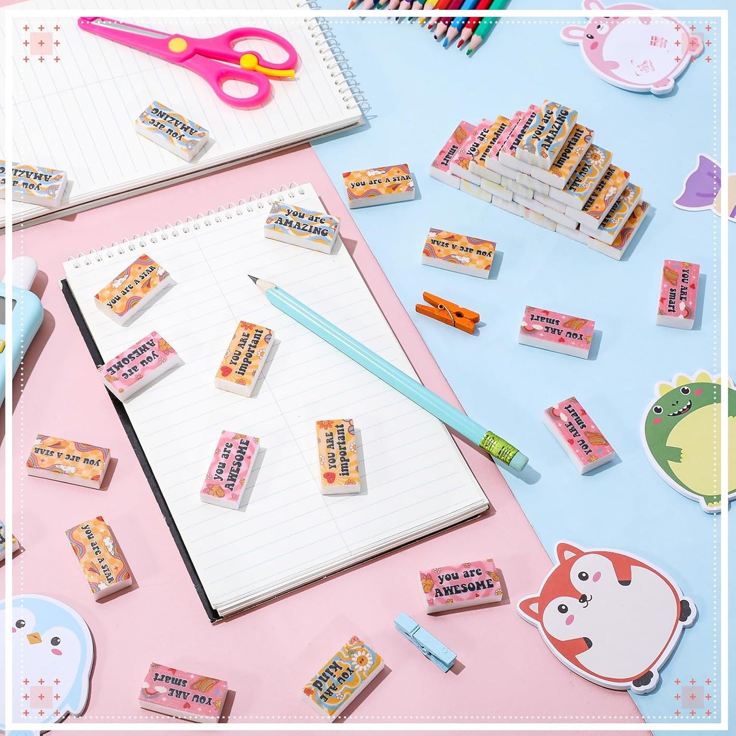 180 Pcs Inspirational Erasers for Kids Christian Pencil Erasers Bulk, Back-to-School Gifts Motivational and Cute Supplies for Students Classrooms, Drawing(Boho,Inspirational)