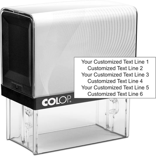 COLOP Extra Large Size Self Inking Custom Text Stamp - Choose from Many Fonts & 15 Ink Colors