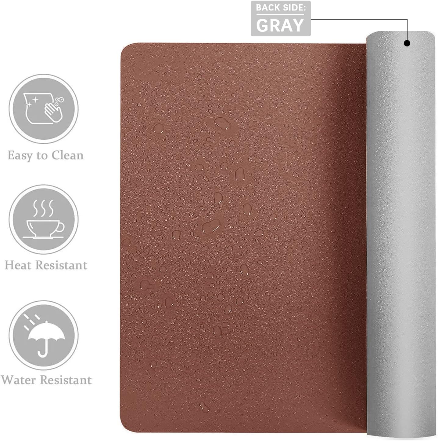 Desk Mat Large Protector Pad - Multifunctional Dual-Sided Office Desk Pad,Smooth Surface Soft Mouse Pad, Waterproof Desk Mat for Desktop, Pu Leather Desk Cover for Office/Home(Brown, 31.5" x 15.7")