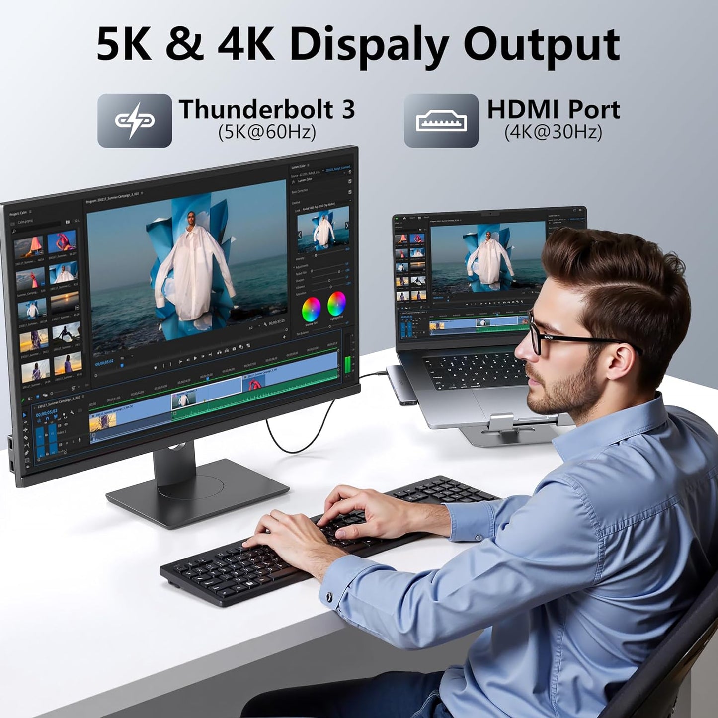 USB C Hub HDMI USB Adapter for MacBook Pro Air M3 M2 M1 2025-2018 13 14 16", MacBook Adapter Multiport 8 in 2 Mac USB C Hub with HDMI, Thunderbolt 3, 10G USB C&A Data Ports, SD TF Card Reader, Audio