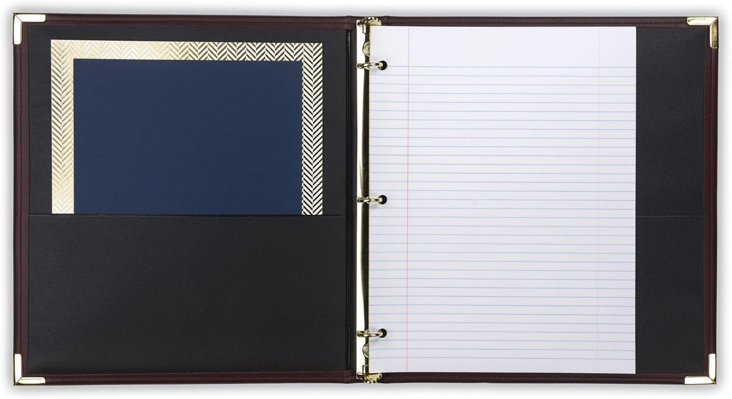 Samsill Classic Collection Leather 3 Ring Binder, Executive Presentation Portfolio, 0.5 Inch (Holds 100 Sheets), Brass Round Ring, Burgundy