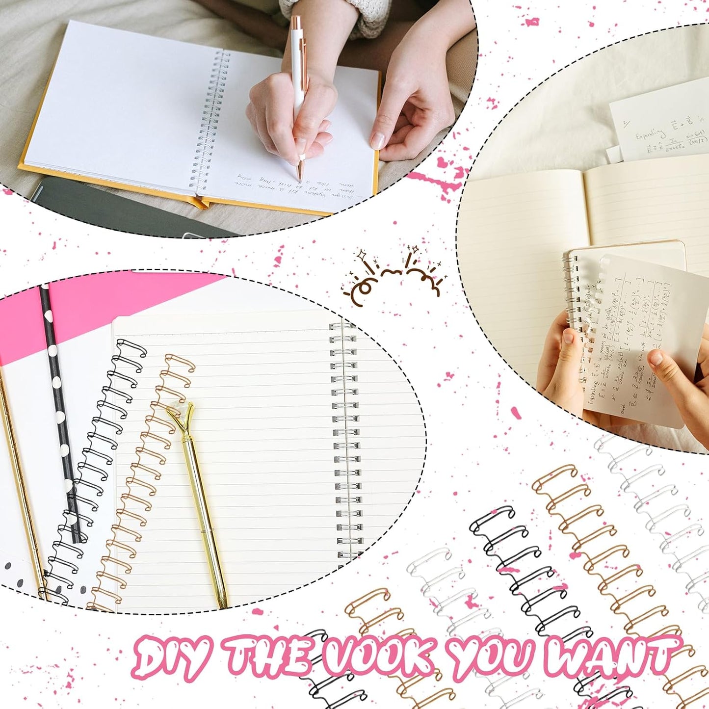 30Pcs Metal Double Loop Binding Wires Double Spiral Binding Ring Coil, 9/16" 23 Holes, 2:1 Pitch Cinch Binding Machine Wire for Teacher Student Document Notebook File Making (Classic Color)