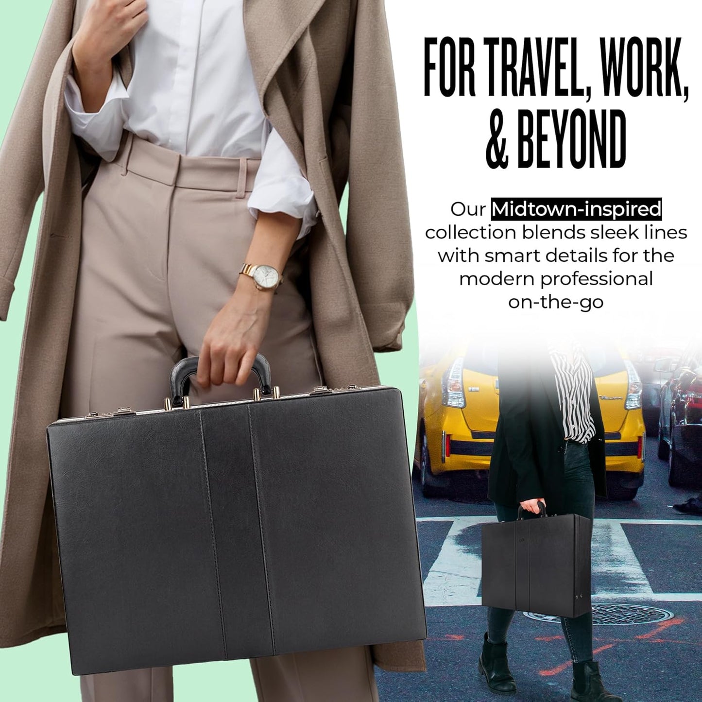 Solo New York Attache - Carrying Case with Combination Lock, Business Brief, Large Main Compartment - Grand Central