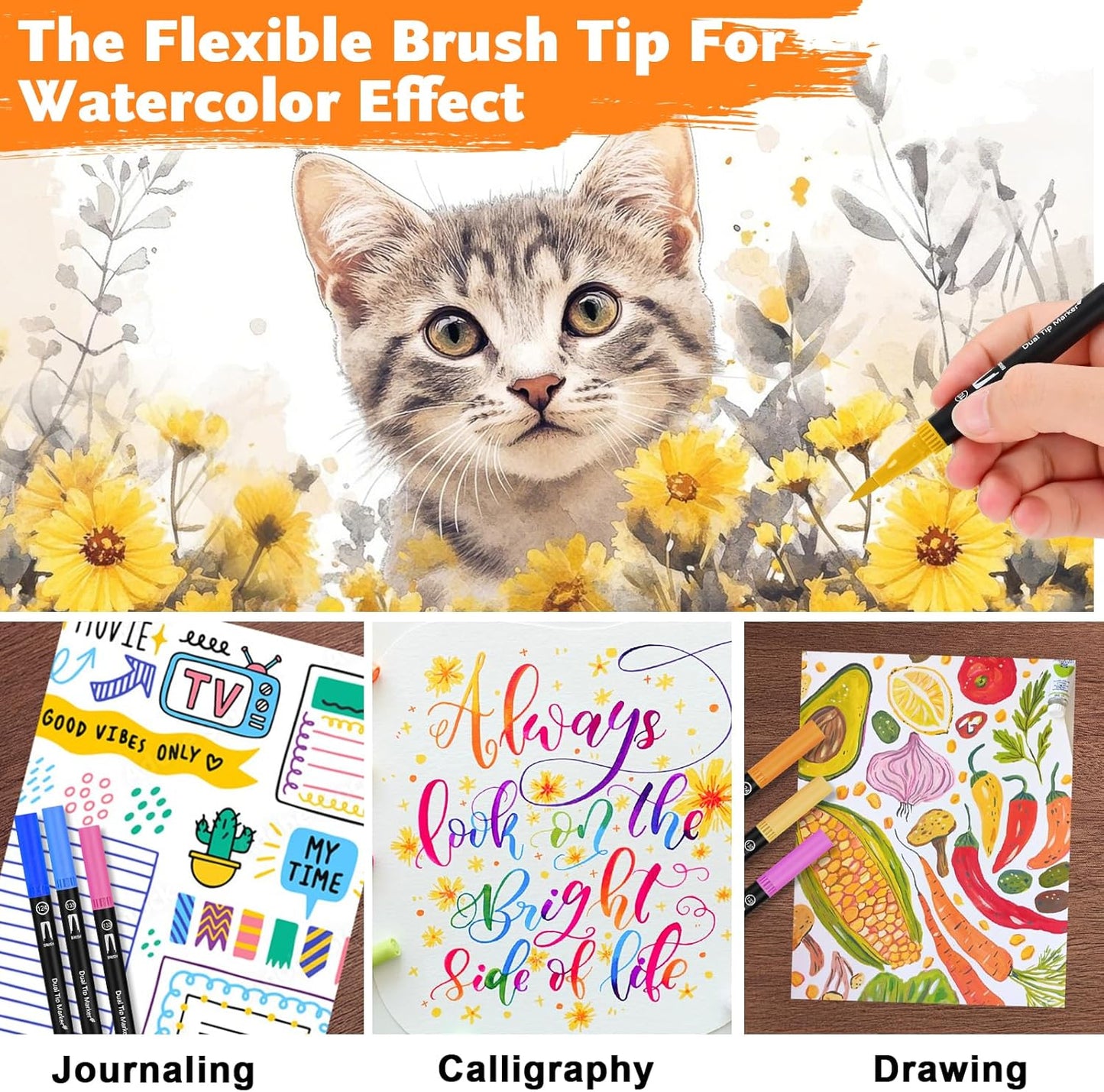 Dual Brush Marker Pens,168 Colors Art Markers Set with Fine & Brush Tip for Kids Adult Coloring Book, Bullet Journaling, Drawing, Note Taking, Planner, Hand Lettering, Calligraphy, Art Supplies Kit