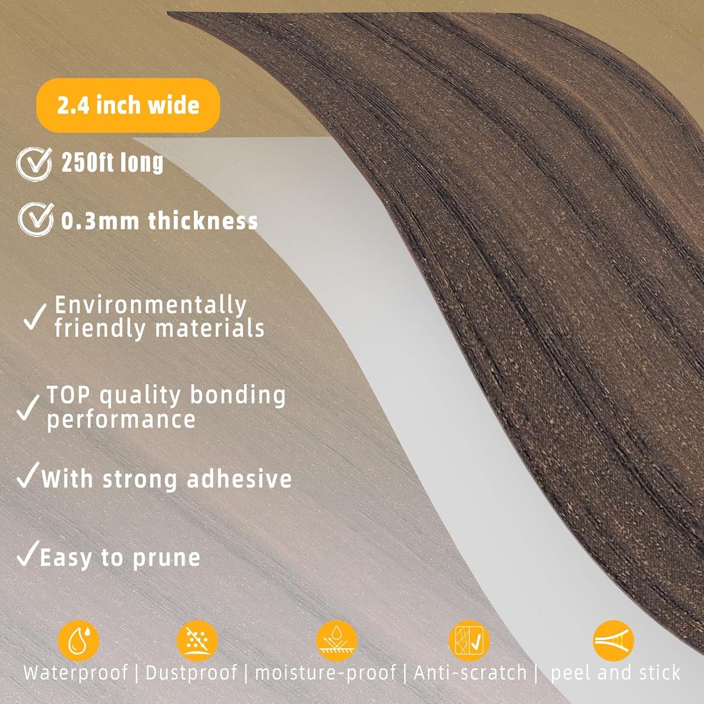 GSCIT Club Wood Grain Repair Tape, 2.4 inch X 250ft Self Adhesive Walnut Grain Repair Patch for Tables, Chairs, Baseboards, Doors, Windows, Floors, Handicraft DIY.