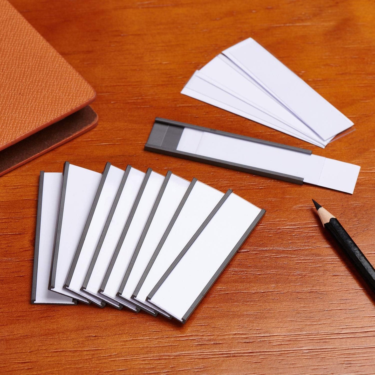 Eeoyu Magnetic Label Holders with Magnets Magnetic Data Card Holders with Clear Plastic Protectors for Metal Shelf, Whiteboard, Set of 50 (0.8 x 3 Inch)