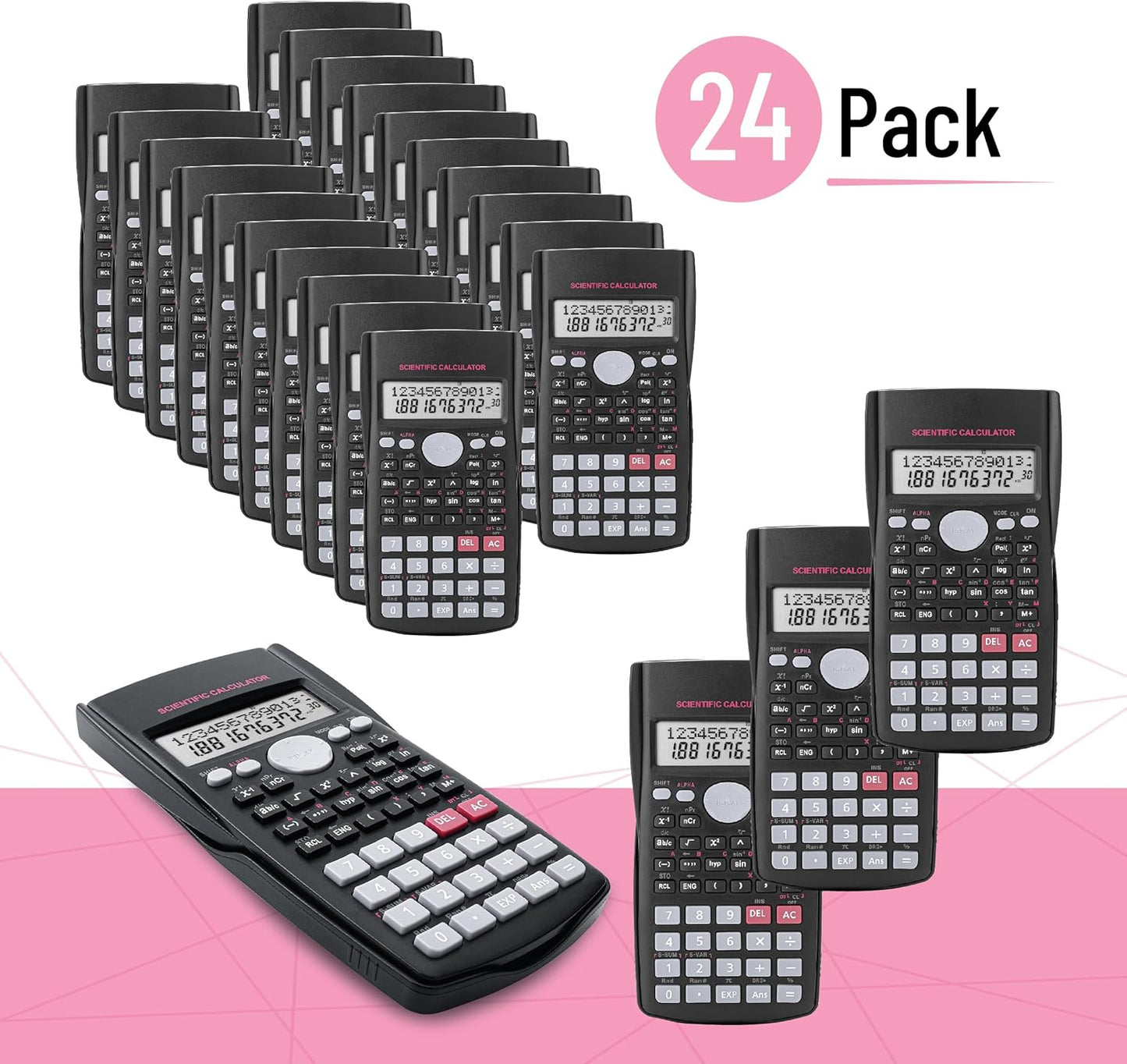 Mr. Pen- Scientific Calculators, 24 Pack, 2 Line, 240 Functions, 12 Digit Math Calculator Scientific with Protective Hardcover Bulk