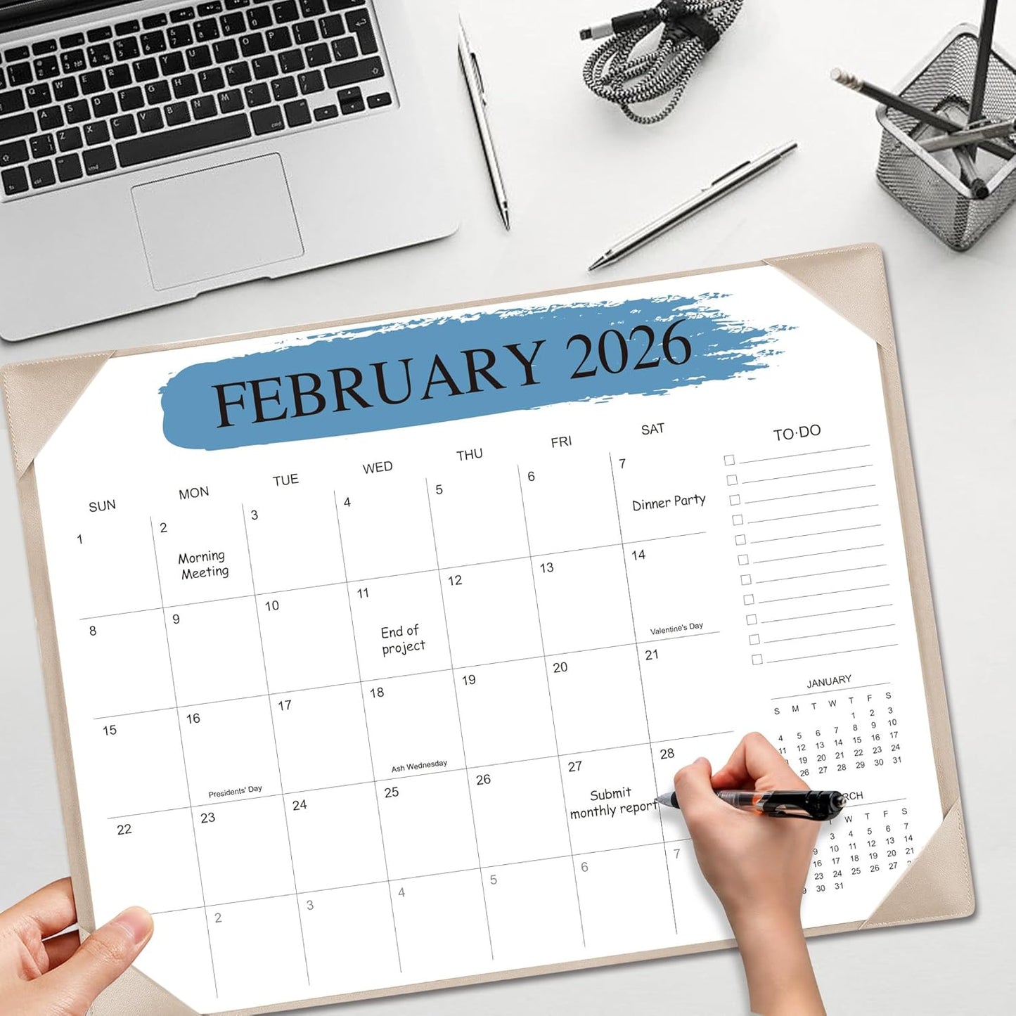 Desk Calendar 2025-2026 – 18-Month Desktop Calendar from July 2025 to December 2026, for Office, School & Home Use – Large Teacher Desk Calendar 22x17 (Apricot)