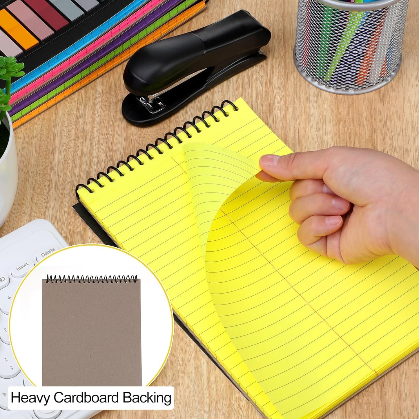 6 Pcs Legal Pad Top Spiral Bound Notebook 70 Sheets Wirebound Notepad Double Sided Ruled Memo Steno Pad with Stiff Back Cover for Business(6 x 9 Inches,No Holes,Rainbow Color)