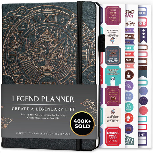 Legend Planner – Weekly & Monthly Life Planner to Hit Your Goals & Live Happier. Organizer Notebook & Productivity Journal. A5 (Mystic Gray)