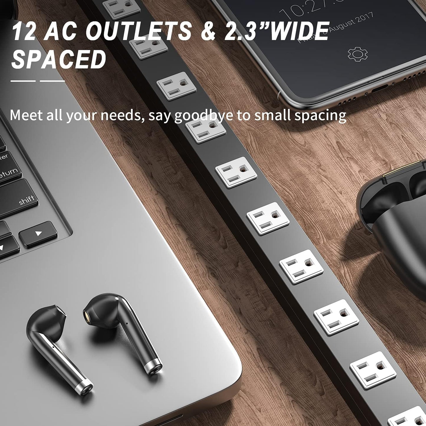 12 Outlet Surge Protector Metal Power Strip, 1800J Mountable Power Outlet, Heavy Duty Workshop Metal Power Strip for Commercial, Industrial, School and Home,15A 125V 1875W (6FT)