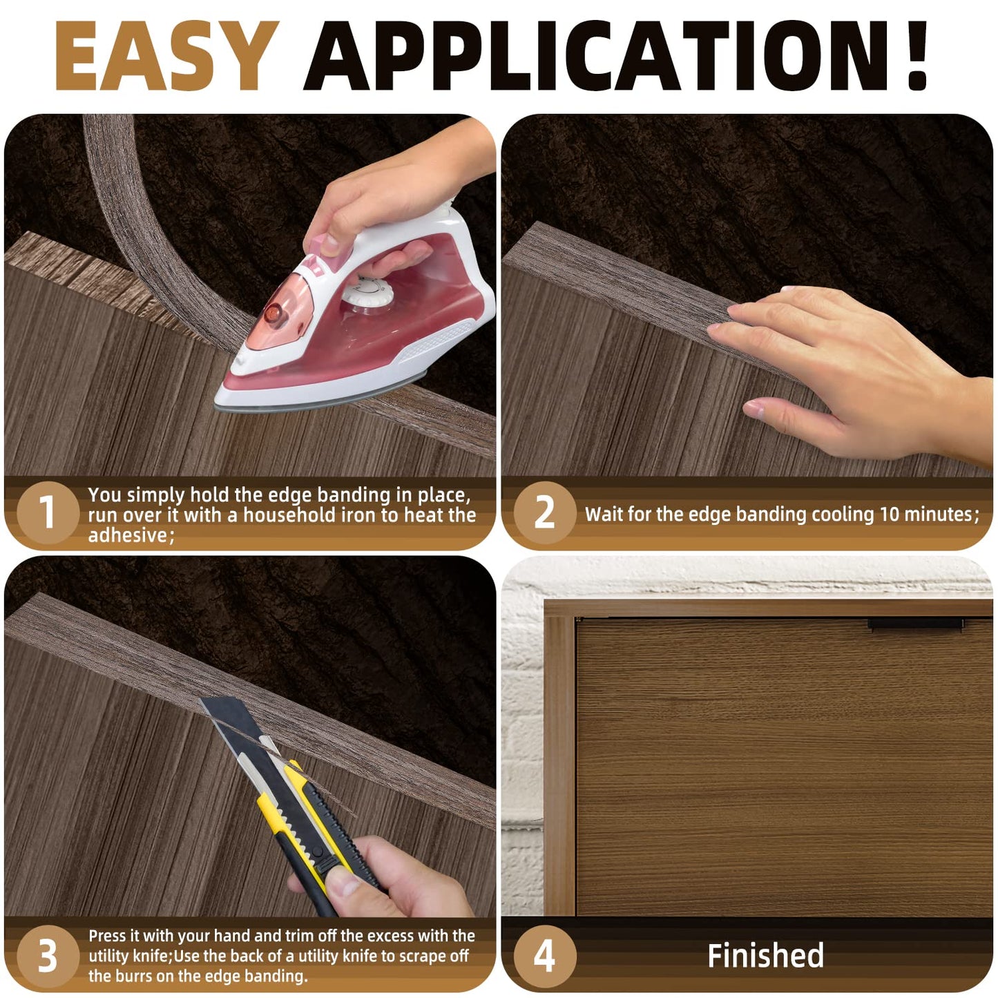 GSCIT Club Walnut Edge Banding, 3 inch x 25ft roll of Veneer Edge Banding Preglued Flexible, Real Wood Tape Banding