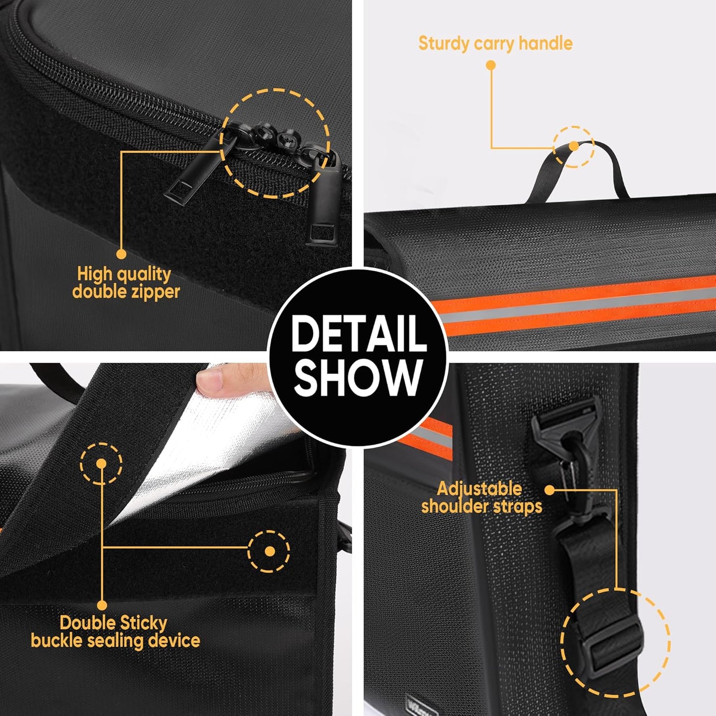 Fireproof Document Box with Zipper 5200℉ Insulated,14.9"x11.8"x4.7" Fireproof Bag with Shoulder Strap,Fire Proof File Box for Documents,Fireproof Money Bag for Cash,Valuables(Black)