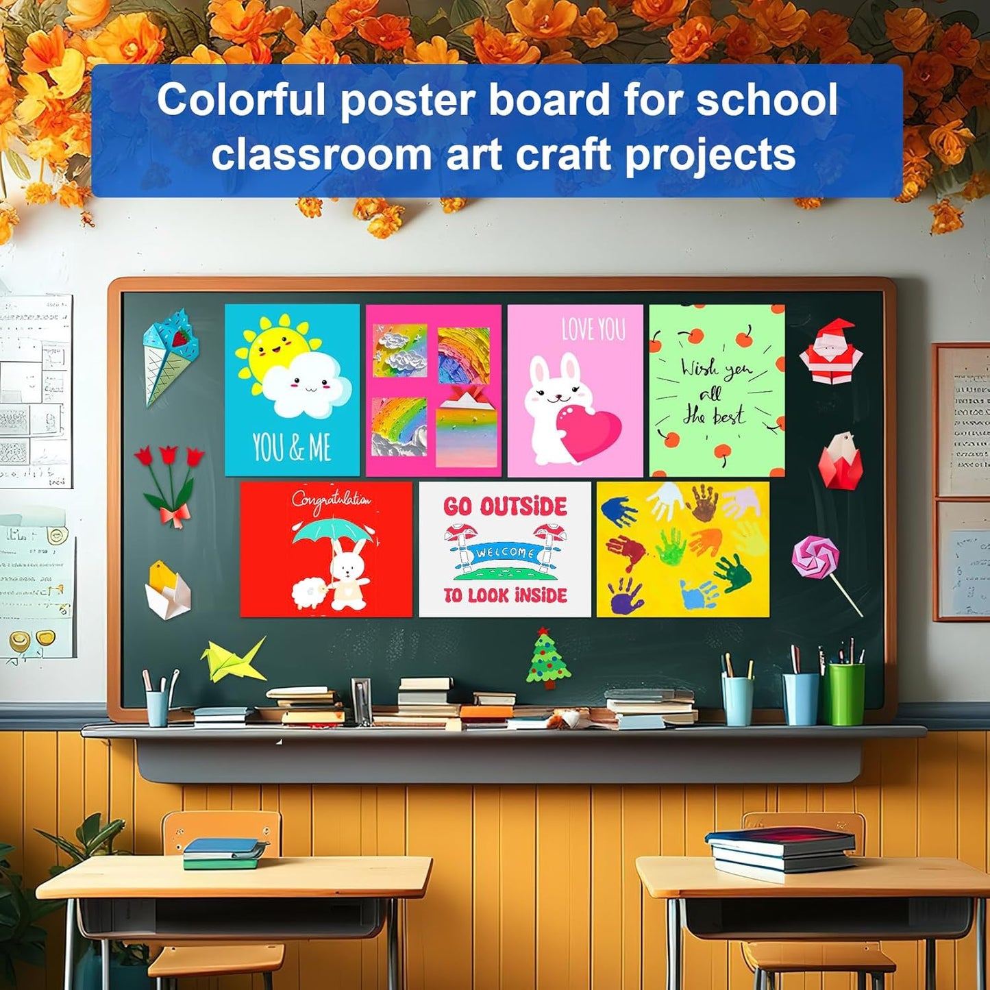 10 Pcs Poster Board Colorful Paper 11.7x16.5, ROOKEA Vision Boards Bulk Blank Graphic Display Posterboard Card Paper for Kids School Classroom Arts Craft Projects Drawing Scrapbooking