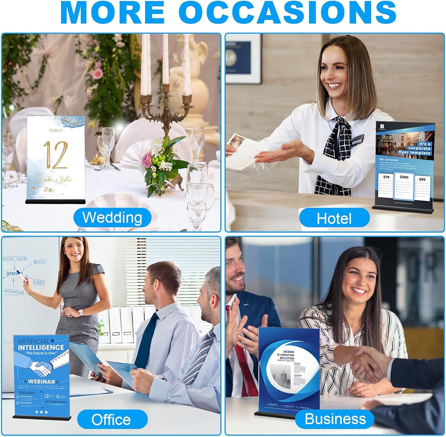 EHWINE 3 Pack Acrylic Sign Holder 8.5 x 11, Double-Sided Stand up Table Top Sign Holders, Clear Acrylic Picture Frame Menu Flyer Paper Holder Display Stand for Office Business Store Wedding Party(Black Base)