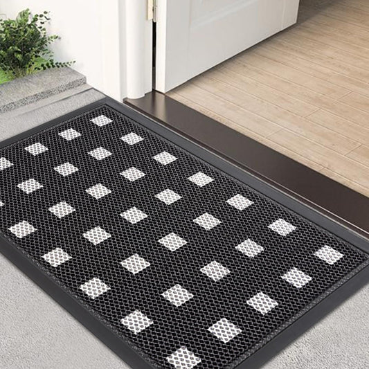 Front Door Mat Indoor/Outside Entrance 35"x24" Waterproof,Rubber Heavy Duty Outdoor Rug for Back Door Dirt Trapping,All Weather Entryway Mat,Black and White