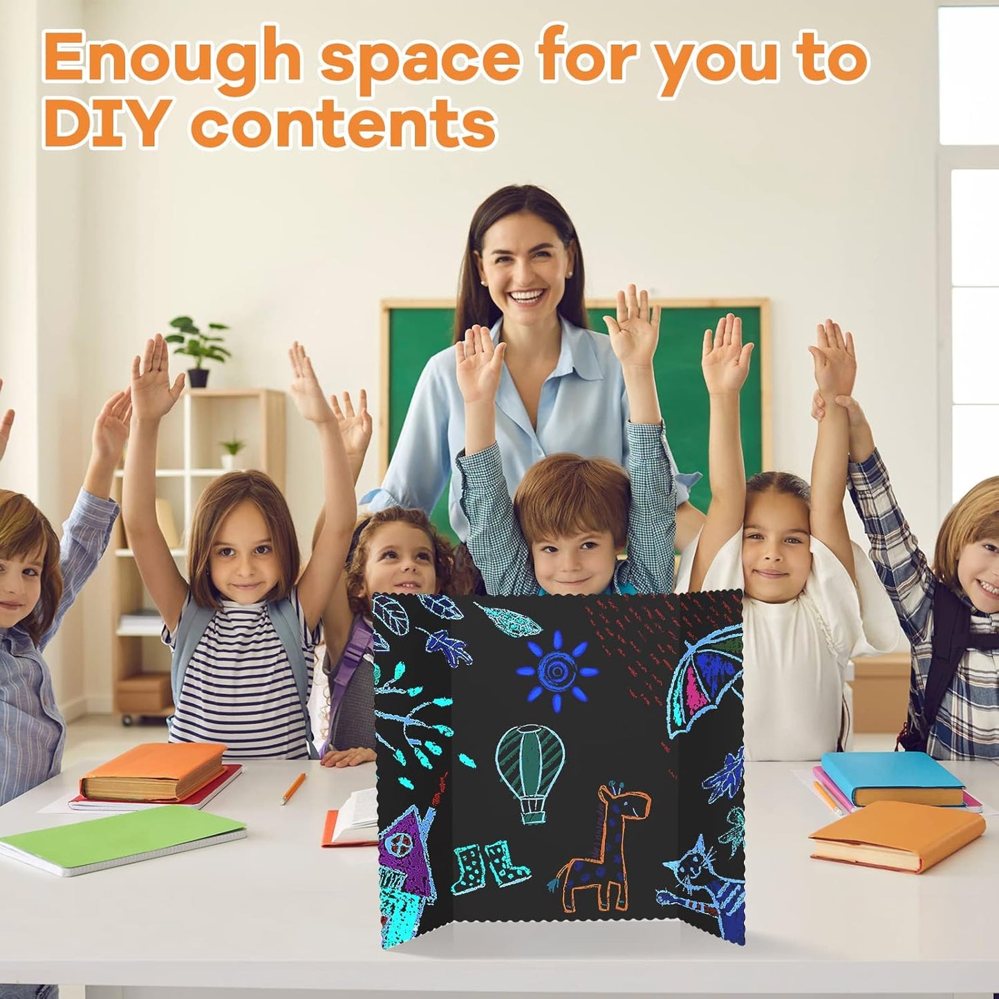 Ctosree 24 Pcs Tri Fold Board Bulk, Science Fair Project Board,Lightweight Presentation Trifold Display Poster Board, Single Wall(14 x 22 Inch,Black)