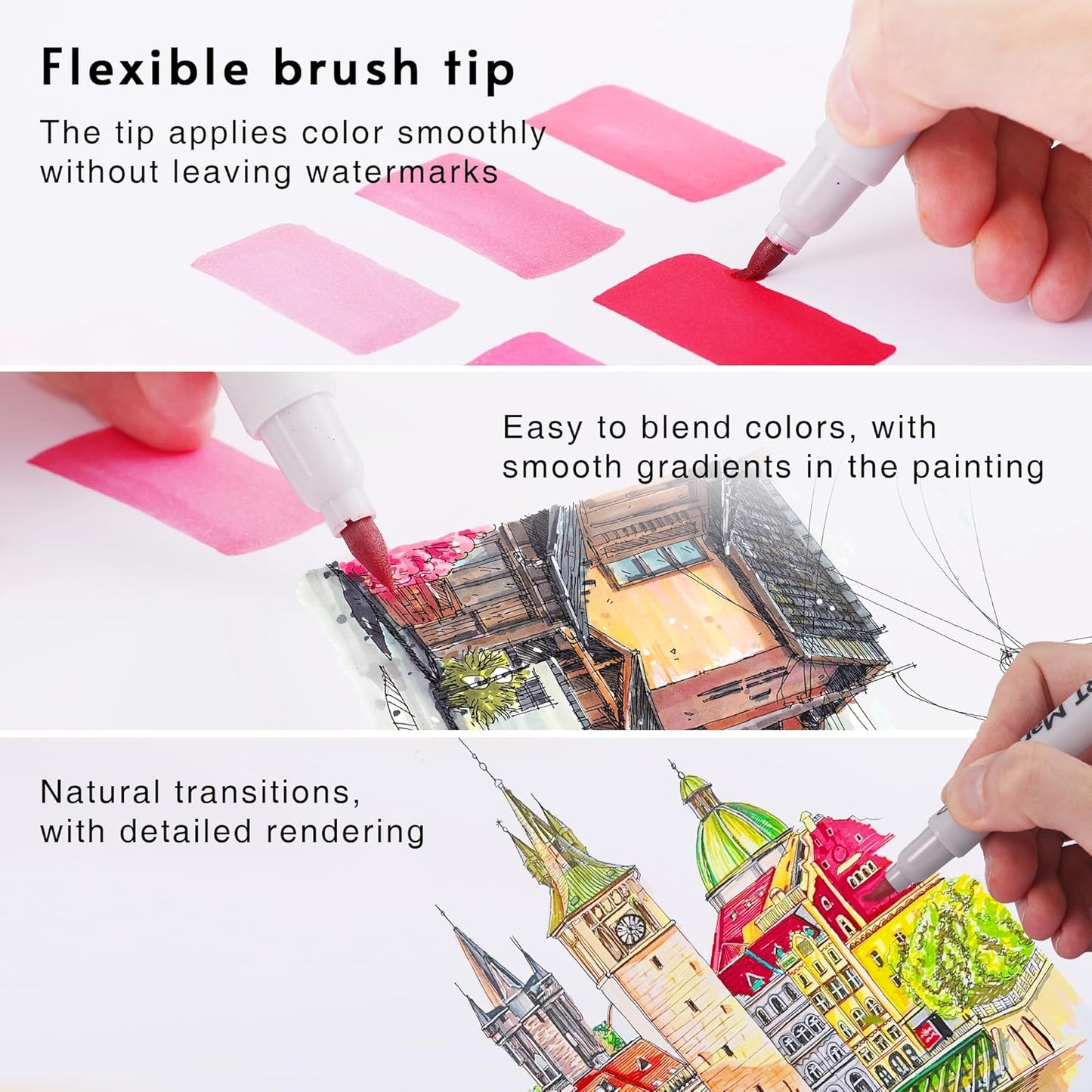 160 Colors Alcohol Markers Set - Double Tip Art Markers Alcohol Based Marker Brush&Chisel Nib Blender Art Pens Permanent Sketch Marker for Kids Adults Coloring and Artist Illustration