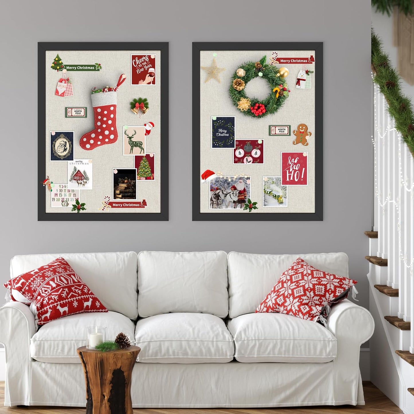 Cork Board Bulletin Board 18" x 24", 2-Pack Large Linen Corkboards with Frame for Walls, Cute Picture Display Pin Board Vision Board for Room School Office Bedroom 40 Pushpins Vintage Black