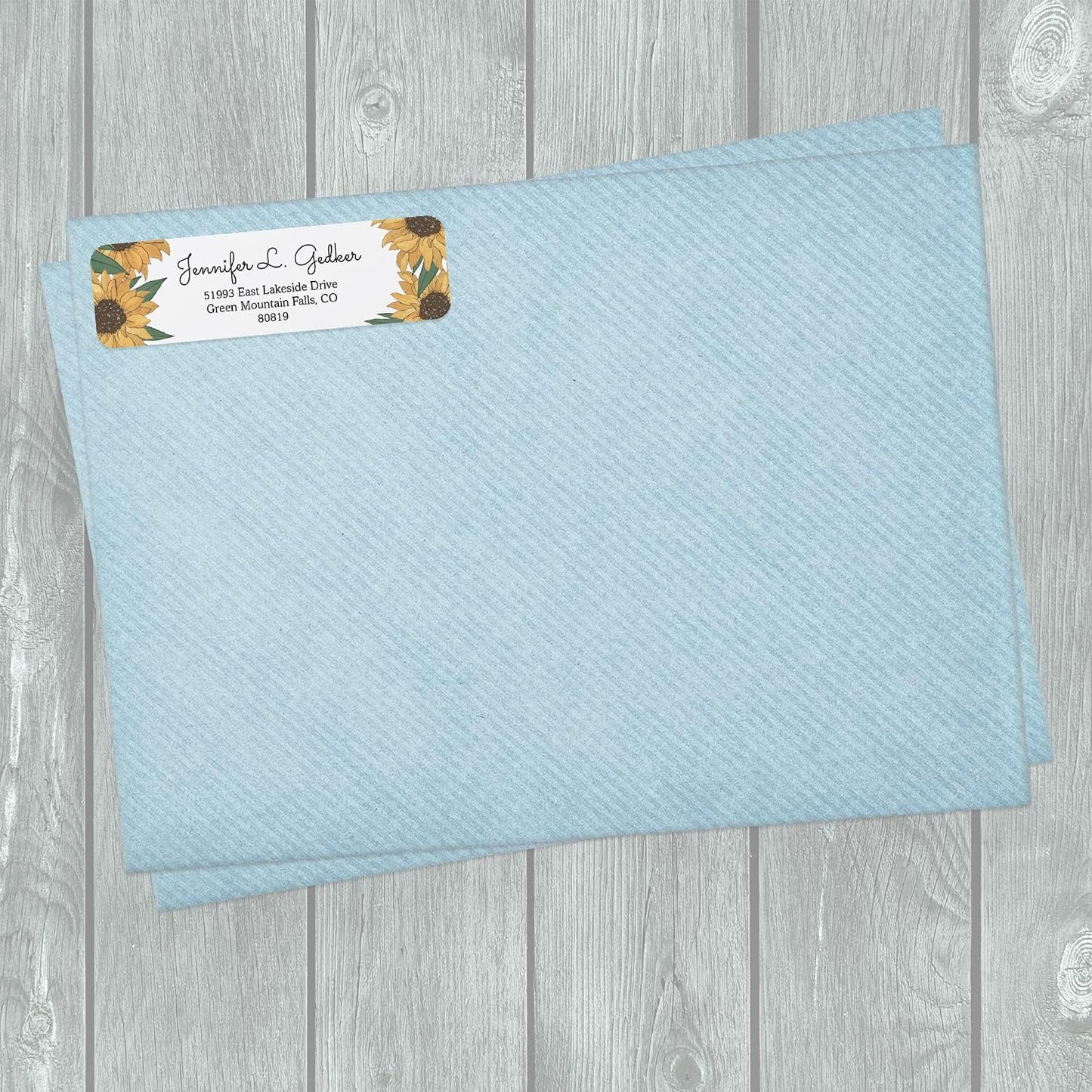 Illustrated Sunflower Rolled Address Labels/Roll of 500 Floral Garden Personalized Address Labels/Designer Return Address Stickers in Elegant Plastic Dispenser