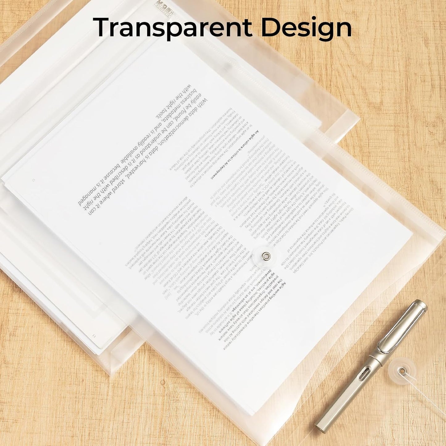 M&G 12 Pack Plastic Envelopes File Folders, Clear Poly Document Folder, Expandable Files Document Folders with Button & String Tie Closure- US Letter A4 Size for School Home Work Office Organizer