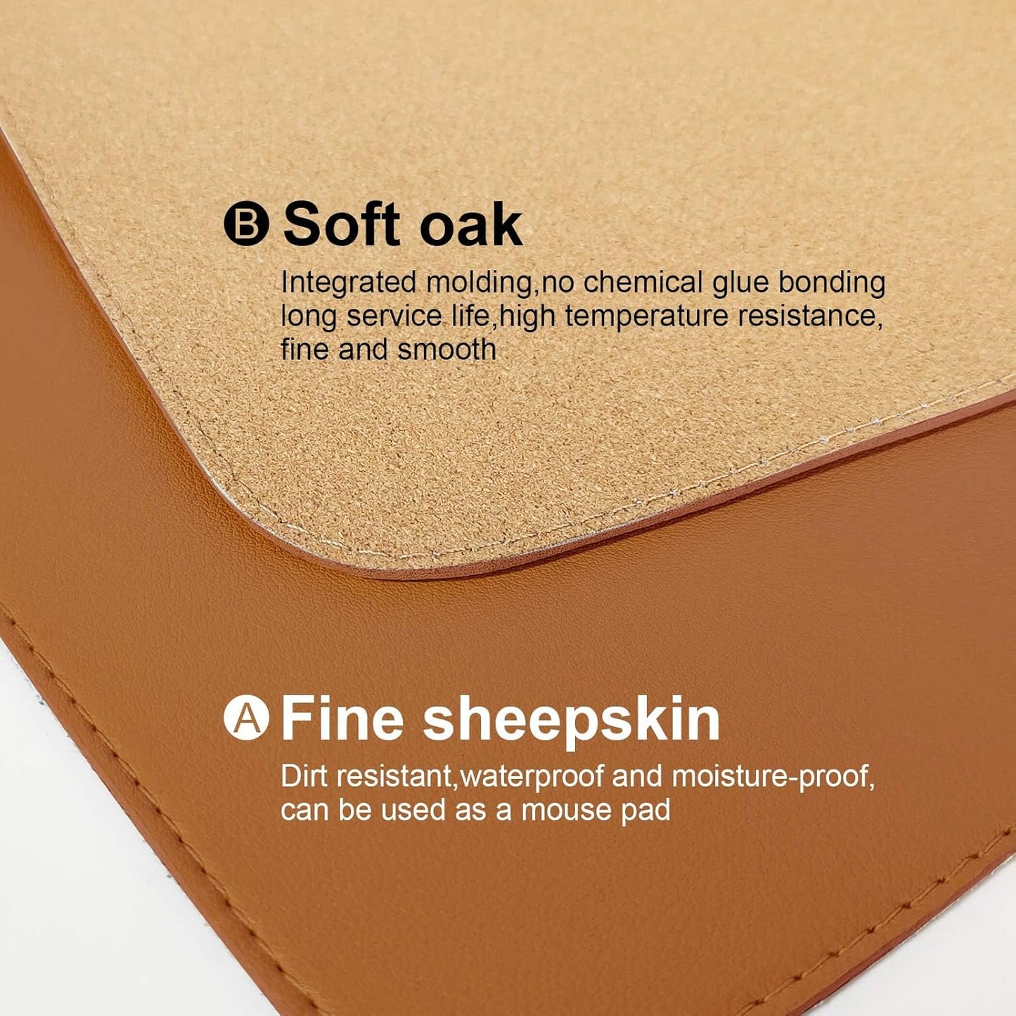 DAWNTREES Dual Sided Desk Mat,Leather Desk Pad,Brown 40"x16",Cork Desk Mat Protector,with PU Leather Valet Tray Organizer,Large Mouse Pad,Desk Writing Pad for Office and Home