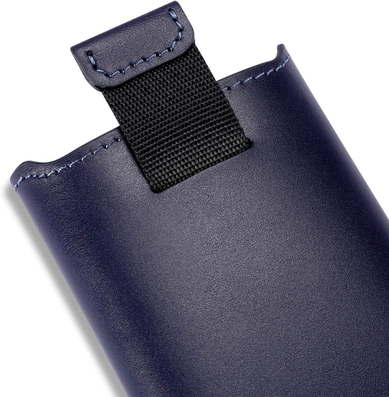 HISCOW Business Card Holder with Flap for Dispensing Cards - Italian Calfskin (Dark Blue)