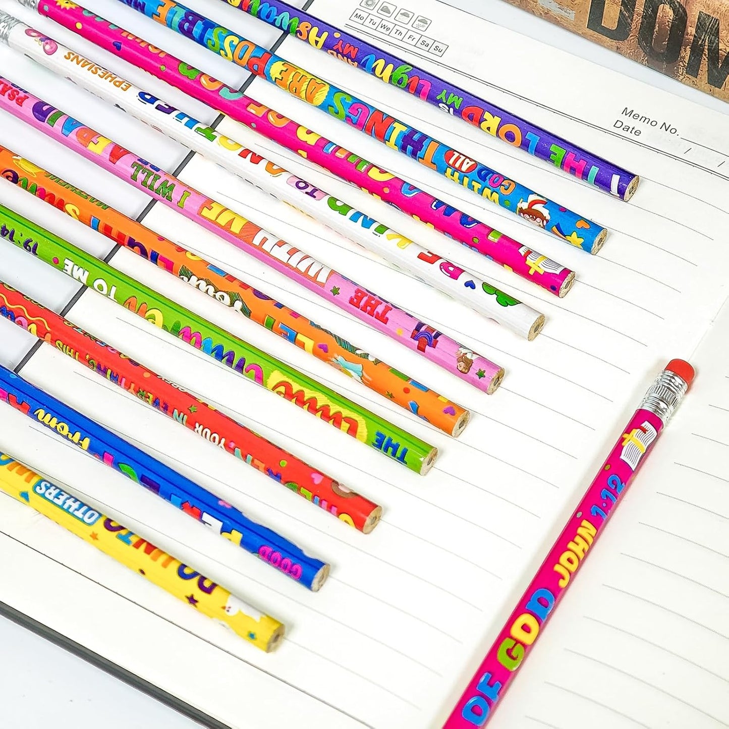 Cinrobiye 200 PCS Bible Pencils Bulk,Christian Gifts for Children Wood Pencils with Erasers Inspirational Religious Supplies for School Prizes Classroom Exchange Gift Party Favors,Stationary Gifts