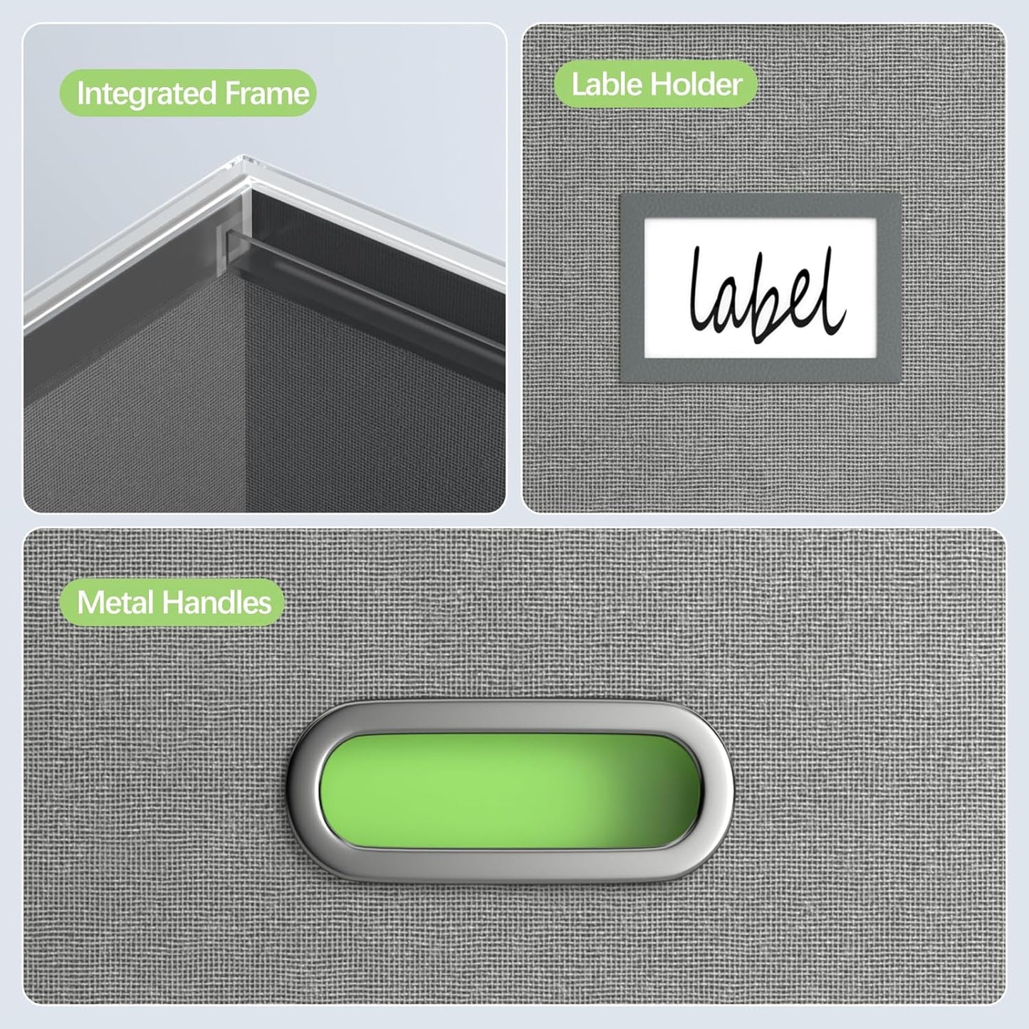 File Organizer Box - File Boxes for Hanging Files with Lid Set of 2 Decorative Hanging Folders Letter Size Organizer with One-Piece Plastic Frame Slides (Grey, 13.2 * 10.1 * 10.1in(2Pack))